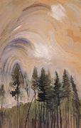 Emily Carr Young Pines and Sky painting